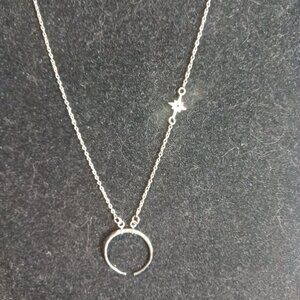 Baroni Designs Sterling Silver Moon and Star Necklace